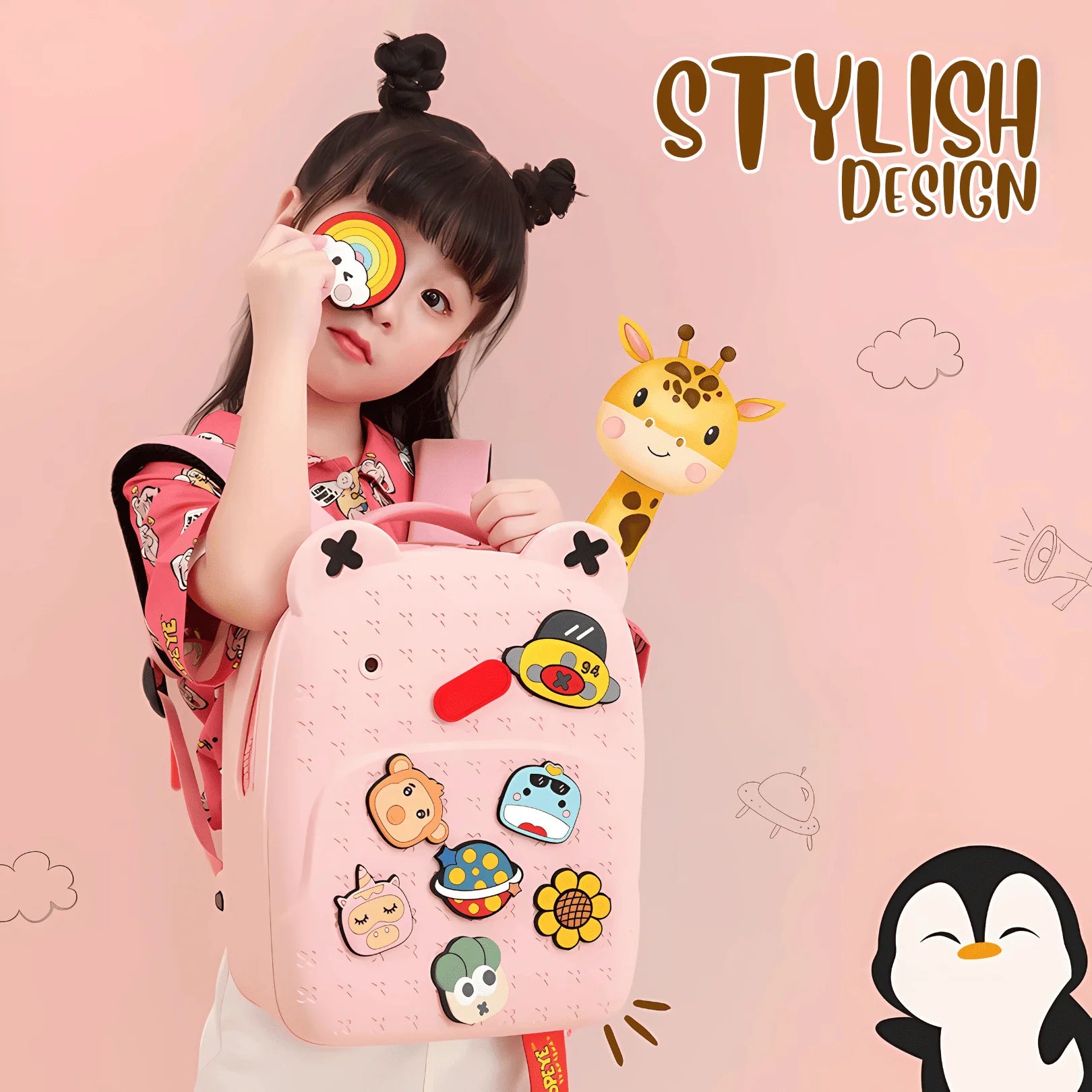 Water Resistant Stylish Silicone Durable School Bag with DIY Patches