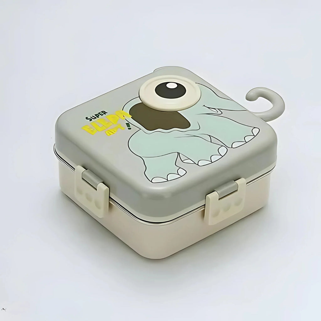3D Big Eye Elephant Shaped Double Decker Lunch Box for Kids