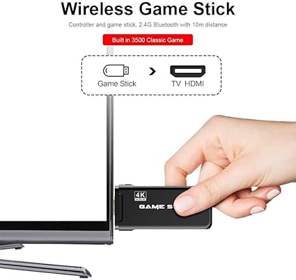 Wireless video games for tv gaming Retro gaming console with Game Stick 1080p Plug & Play TV Video Game Set for 2 player with 9Emulator for Kids & Old School Station Video Game