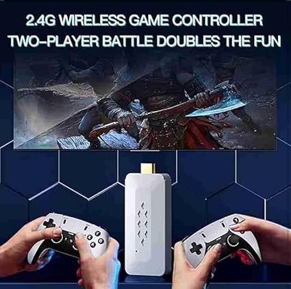 M22 Game Stick Console | 30,000+ Preloaded Modern & Retro Games | 64GB TF Card | 2.4G Wireless Dual Controllers | 1080p HDMI Plug & Play for TV | Supports 52+ Emulators