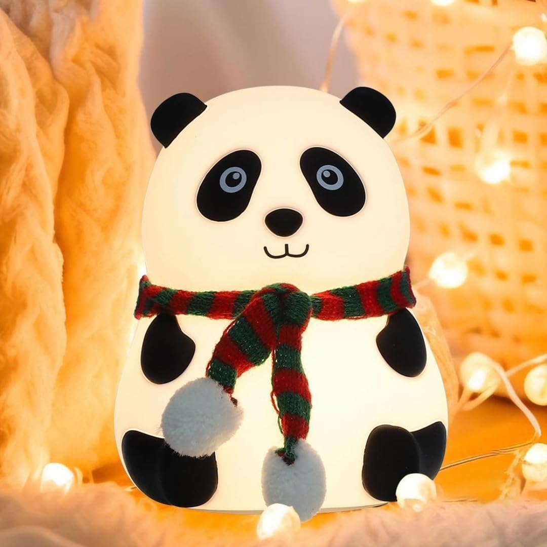 Panda Light Night lamp, Night Light for Bedroom, Night Lamp for Kids, Birthday Gift for Kids, Silicone Rechargeable Lamps with Charging Plug, Diwali Gifts for Family & Friends, (Multicolor)