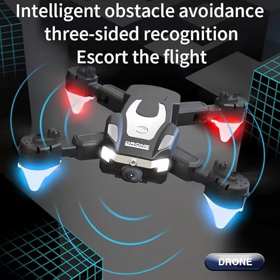 Drone J2 Foldable FPV Drone with Dual Camera, Obstacle Avoidance, Altitude Hold, Headless Mode, 15 Min Flight Time | Compact Portable RC Quadcopter for Beginners & Kids