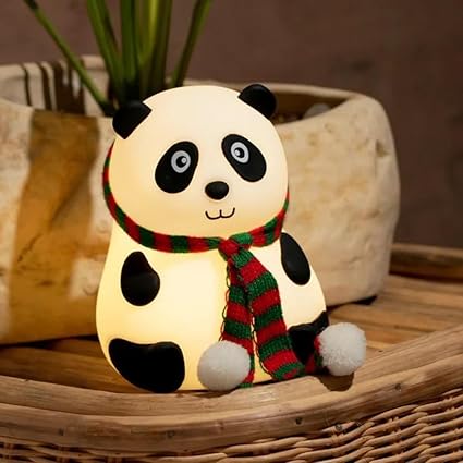 Panda Light Night lamp, Night Light for Bedroom, Night Lamp for Kids, Birthday Gift for Kids, Silicone Rechargeable Lamps with Charging Plug, Diwali Gifts for Family & Friends, (Multicolor)