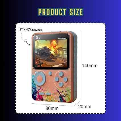 500 in 1 Retro Video Game Player Only for 1 Player, Handheld Gaming Console Can Play On TV, G5 Video Game 500 Games Preloaded Game Console, Old School Videogame (Random Color, Pack of 1 Game)