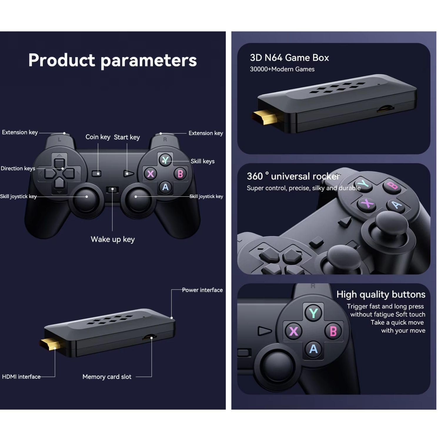 Games M33 3D gaming stick video game console 4k high-definition TV output built-in 60000+games (64 gb)
