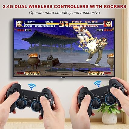 Wireless video games for tv gaming Retro gaming console with Game Stick 1080p Plug & Play TV Video Game Set for 2 player with 9Emulator for Kids & Old School Station Video Game
