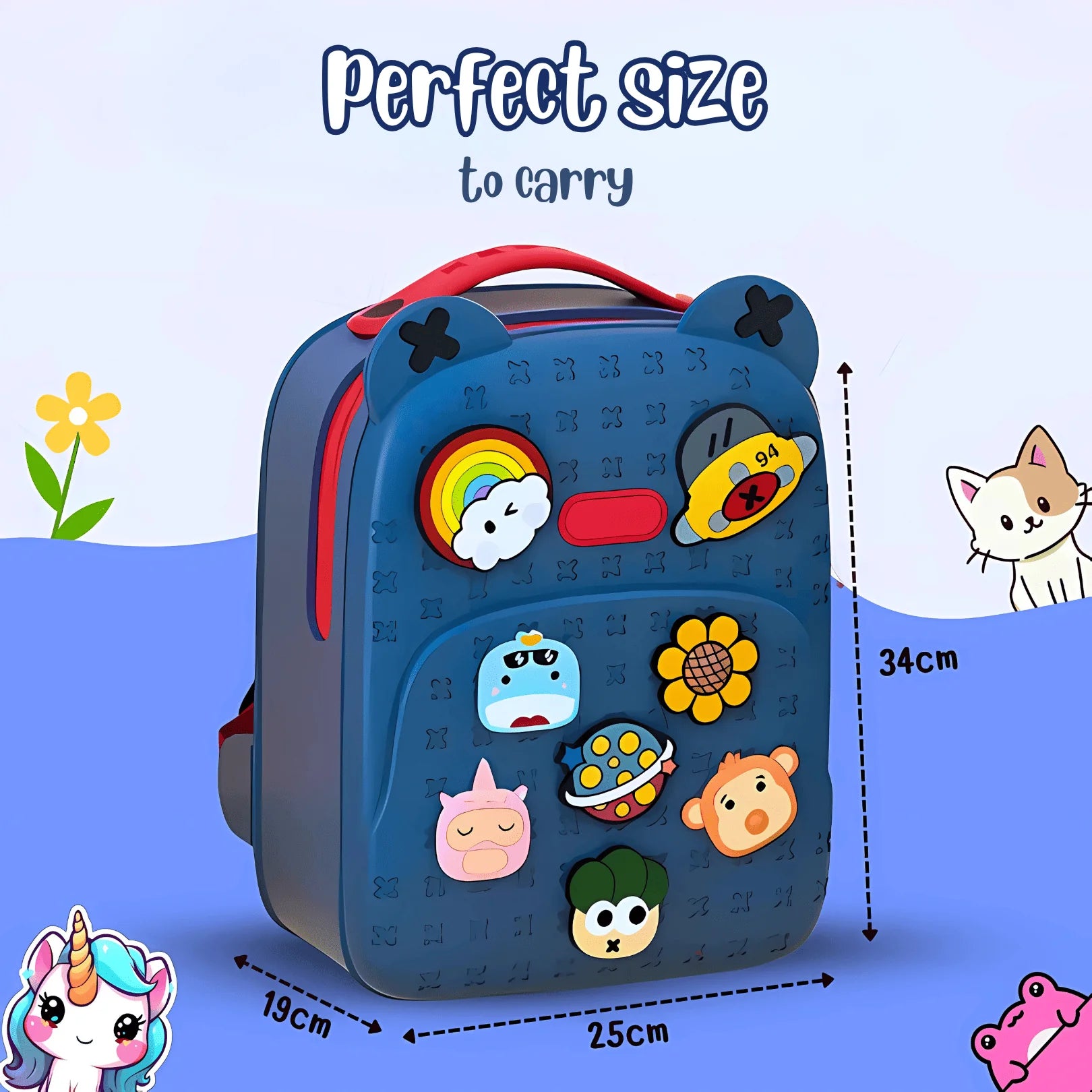 Water Resistant Stylish Silicone Durable School Bag with DIY Patches