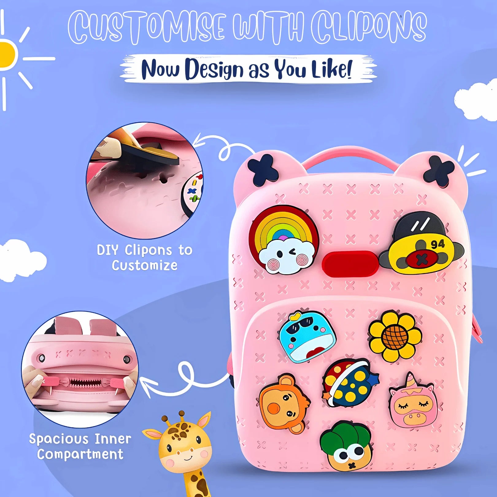 Water Resistant Stylish Silicone Durable School Bag with DIY Patches