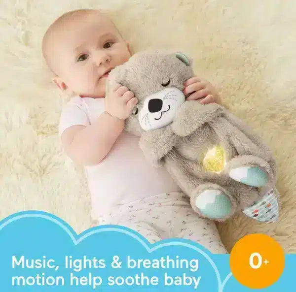 Breathing Teddy Otter Glowing Music for Baby Sensory Sleep Lights Rhythmic Simulation Plush for Babies Kids Soothing Sound and Décor Item