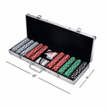 500 Chips/Pcs Poker Chips Set with Aluminum Finish Case, 2 Decks of Cards, 5 Dice, 1 Dealer Button