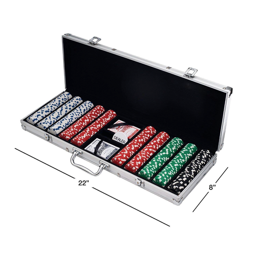 300 Chips/Pcs Poker Chips Set with A Aluminum Finish Case, 2 Decks of Cards, 5 Dice, 1 Dealer Button
