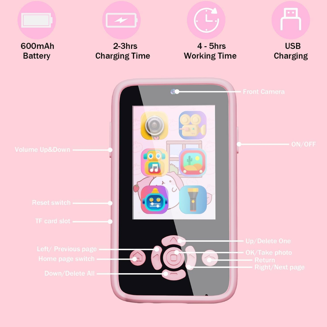 Kids smartphone camera toy phone with games and more!