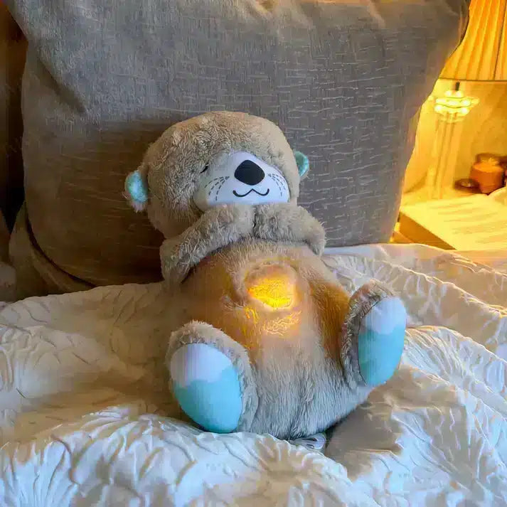 Breathing Teddy Otter Glowing Music for Baby Sensory Sleep Lights Rhythmic Simulation Plush for Babies Kids Soothing Sound and Décor Item