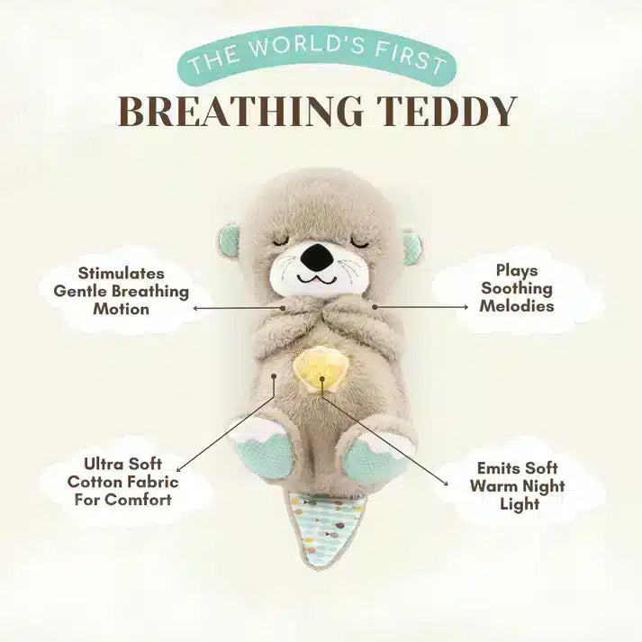 Breathing Teddy Otter Glowing Music for Baby Sensory Sleep Lights Rhythmic Simulation Plush for Babies Kids Soothing Sound and Décor Item