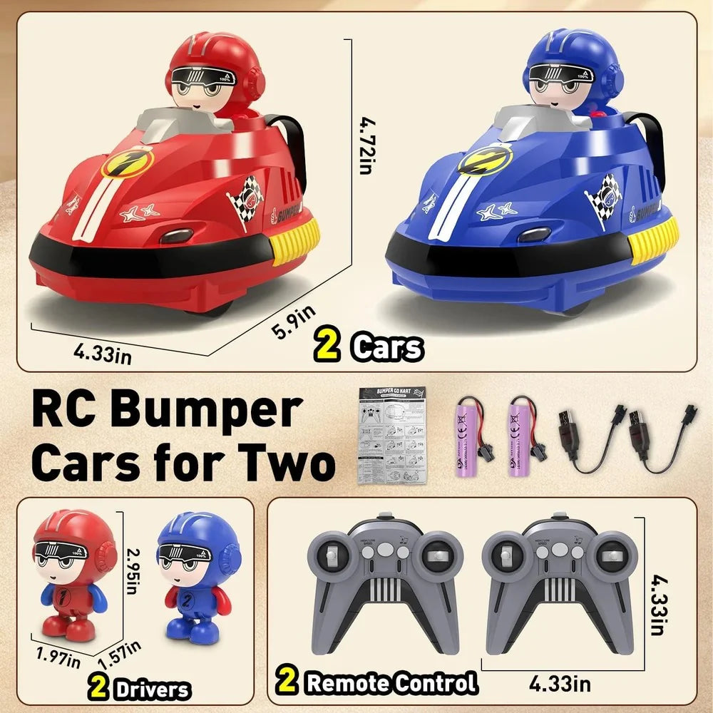 2PCS Set Stunt RC Battle Cars Blue Red Crush Ejecting Mini Car Bumper Cars Remote Control with Drivers Toy Game for Boys
