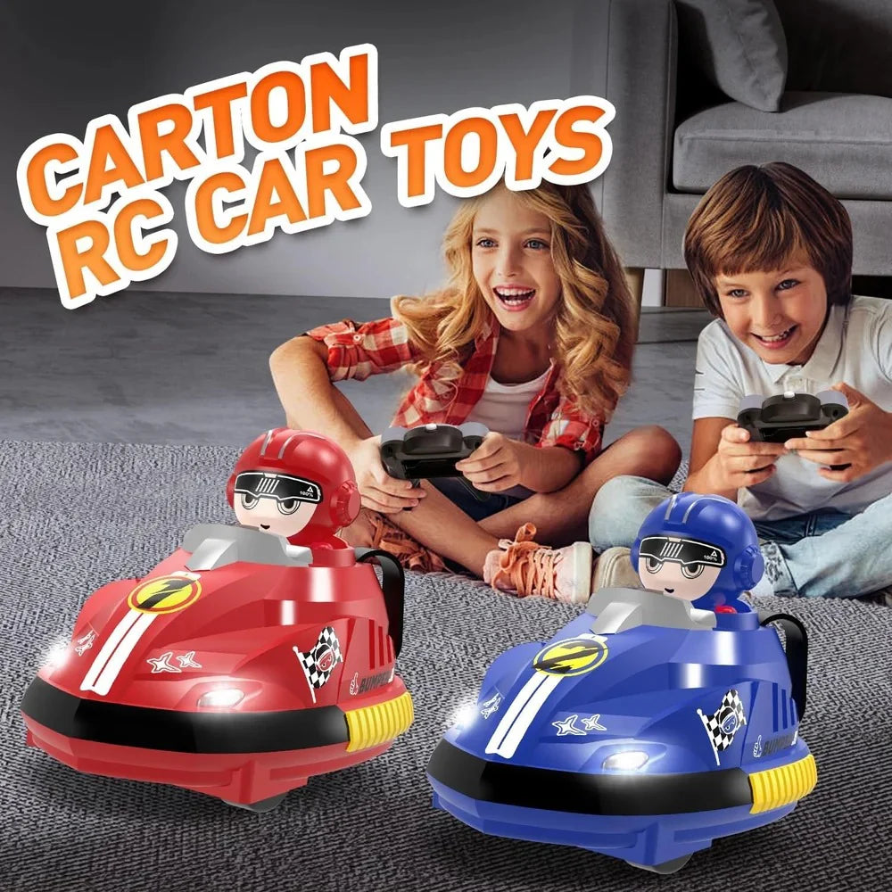 2PCS Set Stunt RC Battle Cars Blue Red Crush Ejecting Mini Car Bumper Cars Remote Control with Drivers Toy Game for Boys