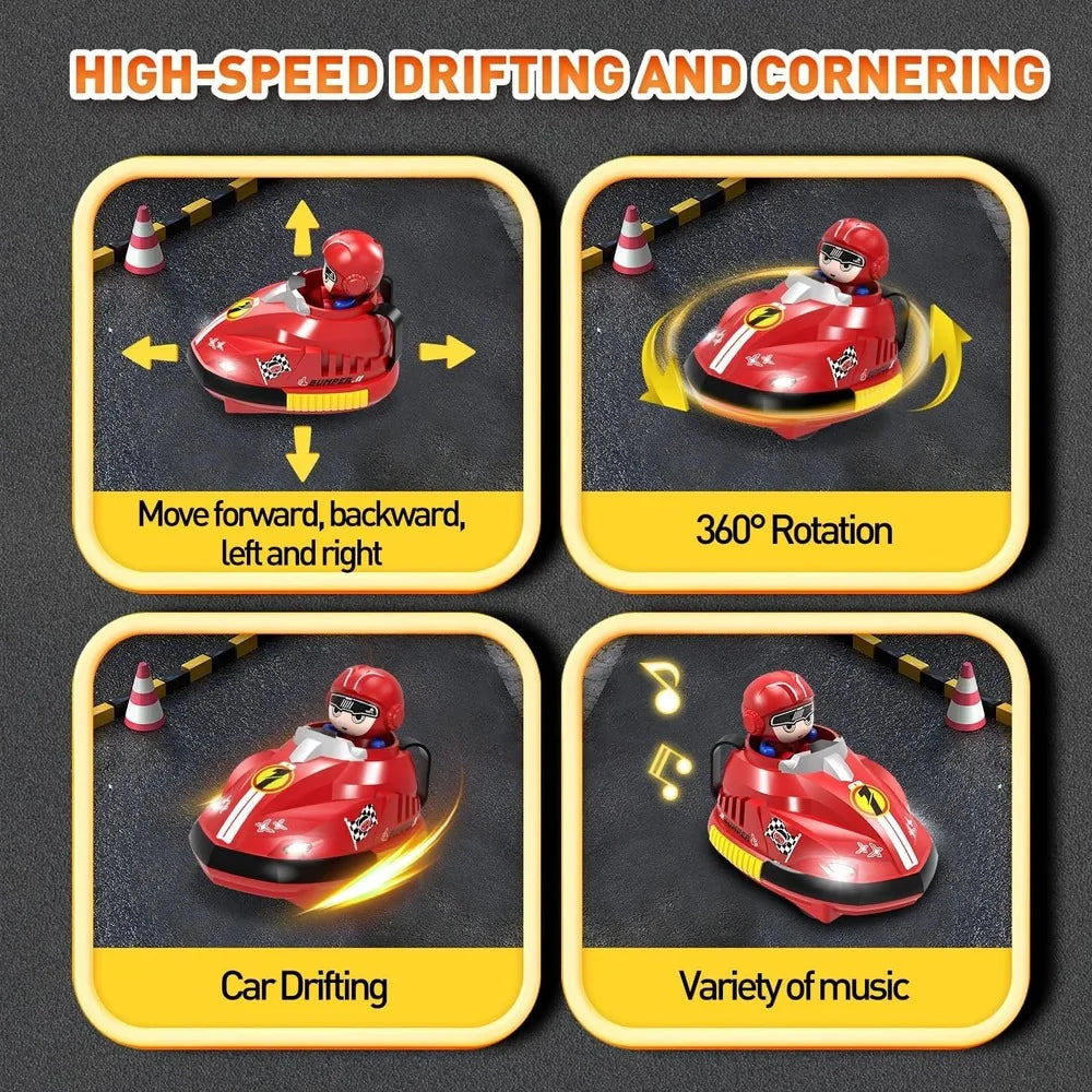 2PCS Set Stunt RC Battle Cars Blue Red Crush Ejecting Mini Car Bumper Cars Remote Control with Drivers Toy Game for Boys